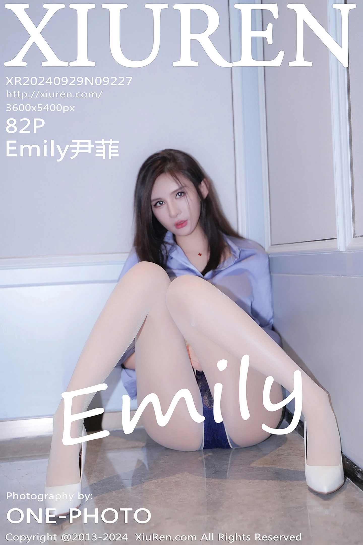 [XiuRen秀人网] VOL.9227 模特Emily尹菲性感蓝白制服配开档白丝秀翘臀美腿完美诱惑写真82P-秀人网官方网站